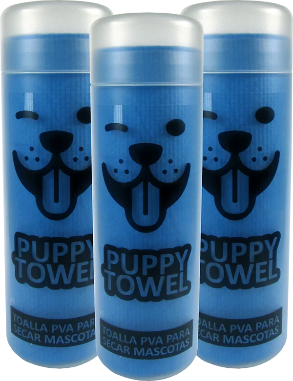 puppy towell azul